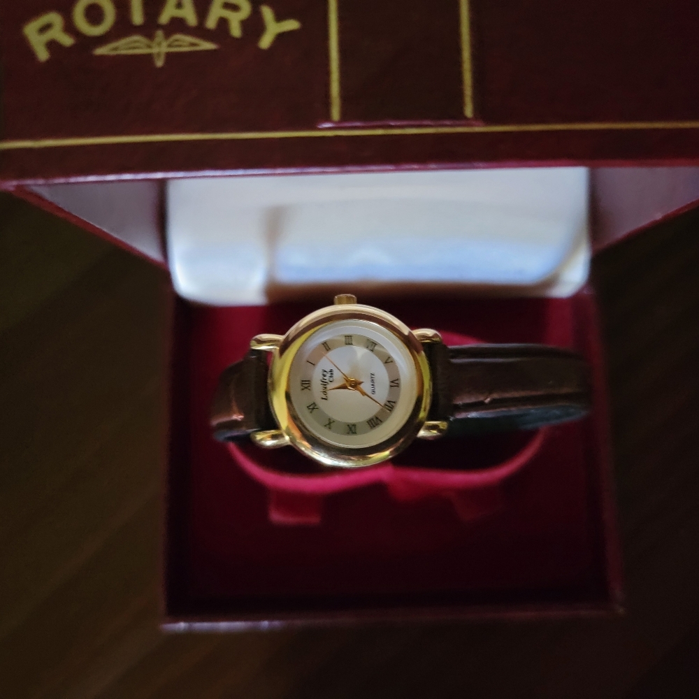 Gold and Brown Leather Watch